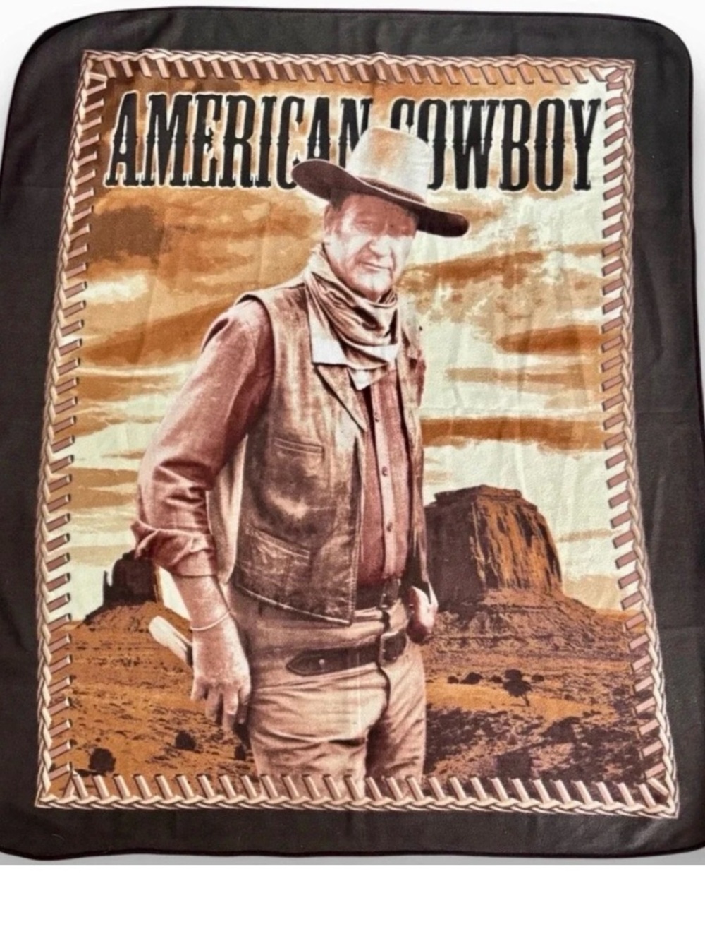 John Wayne American Cowboy Fleece Throw Lap Blanket